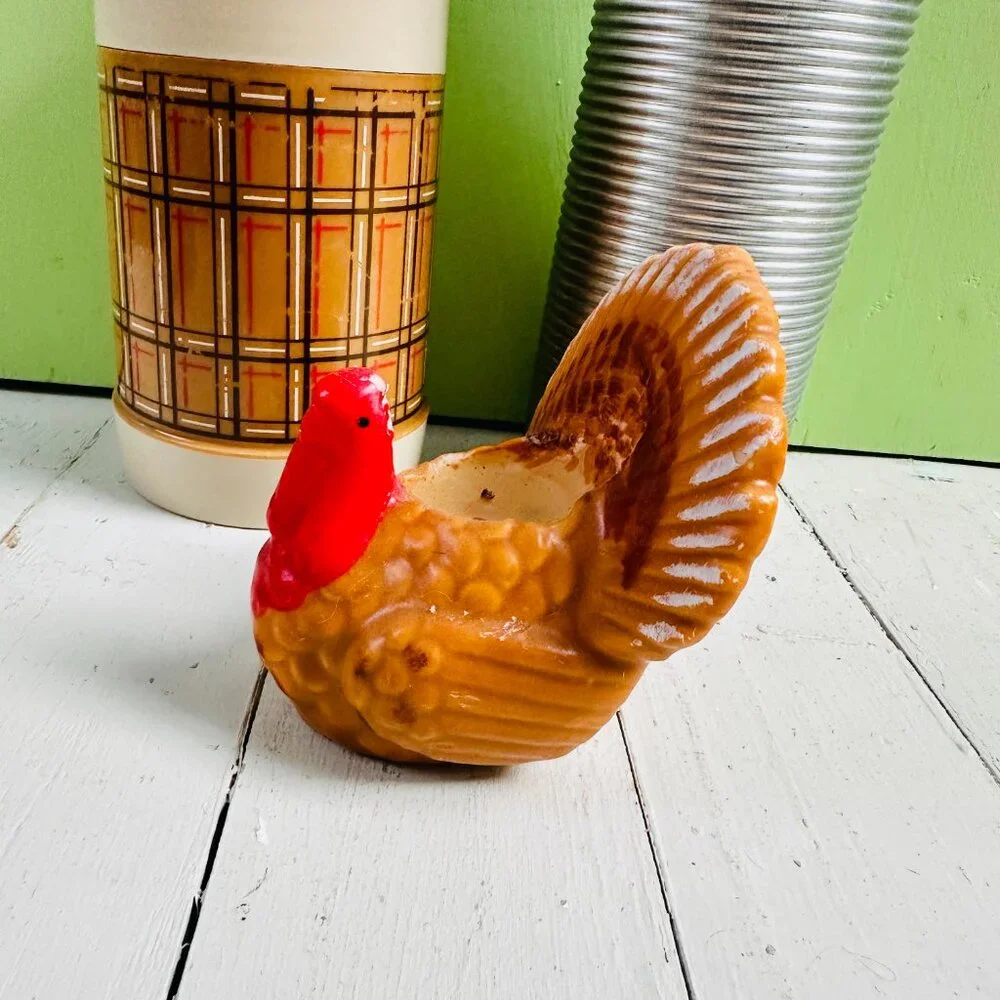 Vintage 1960s Gurley Turkey Candle Thanksgiving Fall Decor 4.75 Inch